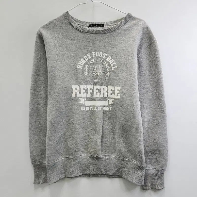 [BUNJANG] Vintage Casual Lettering Gray Sweatshirt / 빈티지 캐주얼 프레피 레터링 그레이 맨투맨