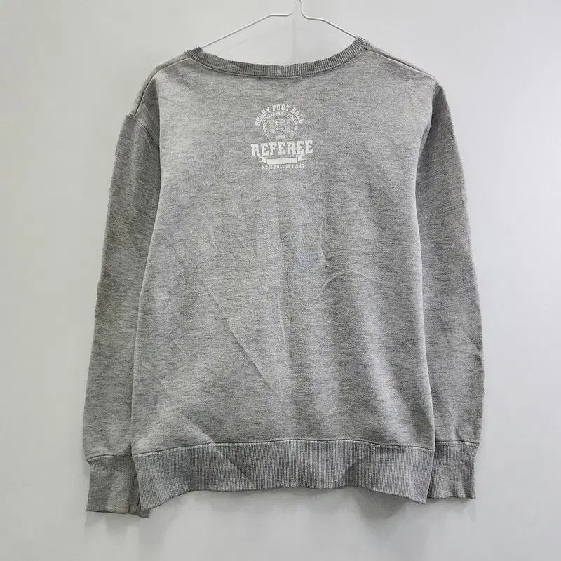[BUNJANG] Vintage Casual Lettering Gray Sweatshirt / 빈티지 캐주얼 프레피 레터링 그레이 맨투맨