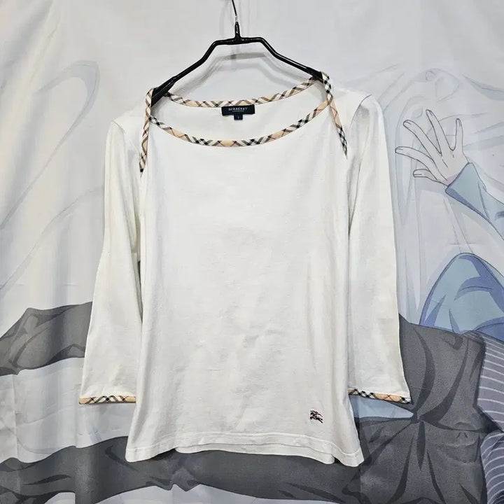 [BUNJANG] Burberry White Check Point T-Shirt / 버버리 화이트 체크 포인트  티셔츠