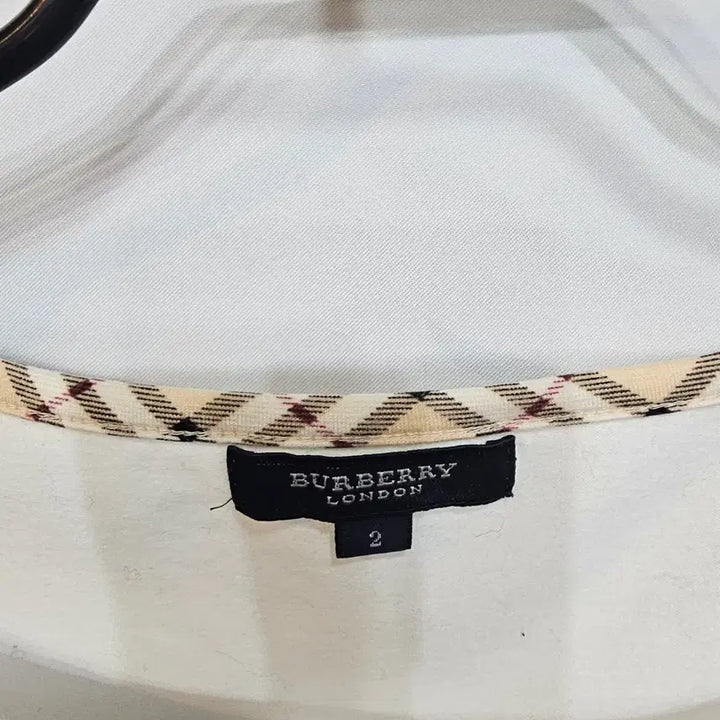 [BUNJANG] Burberry White Check Point T-Shirt / 버버리 화이트 체크 포인트  티셔츠