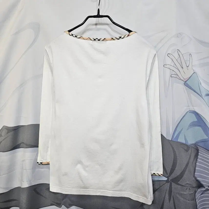[BUNJANG] Burberry White Check Point T-Shirt / 버버리 화이트 체크 포인트  티셔츠