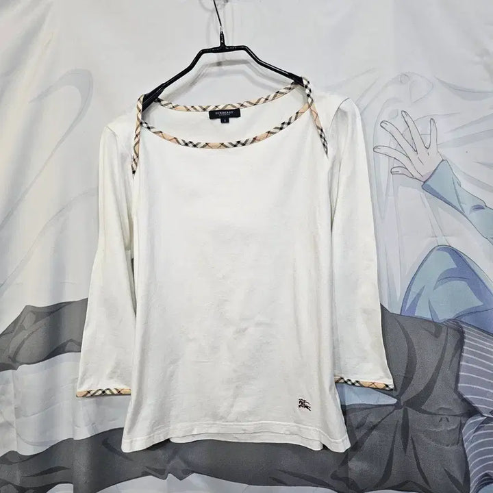 [BUNJANG] Burberry White Check Point T-Shirt / 버버리 화이트 체크 포인트  티셔츠