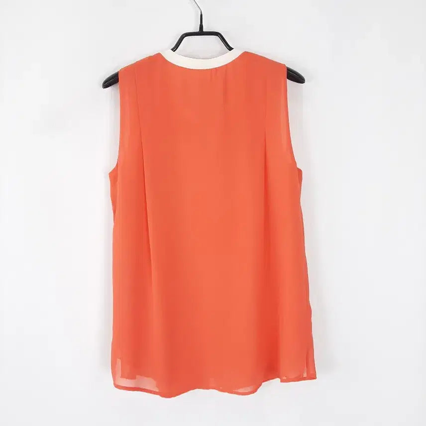 [BUNJANG] Roem Sleeveless Chiffon Blouse 55 / 로엠 넥배색 쉬폰 민소매블라우스 55