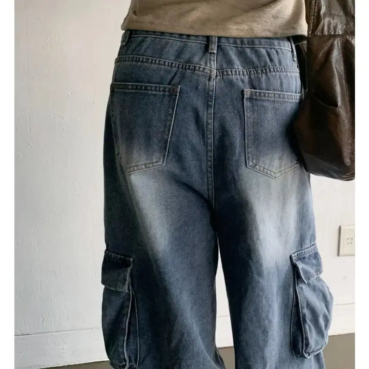 [BUNJANG] Washed Cargo Denim Pants / 워싱 카고 데님 팬츠