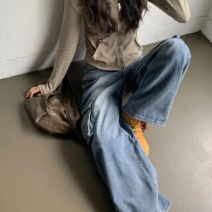 [BUNJANG] Washed Cargo Denim Pants / 워싱 카고 데님 팬츠