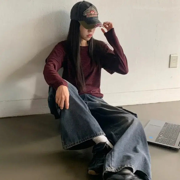 [BUNJANG] Washed Cargo Denim Pants / 워싱 카고 데님 팬츠