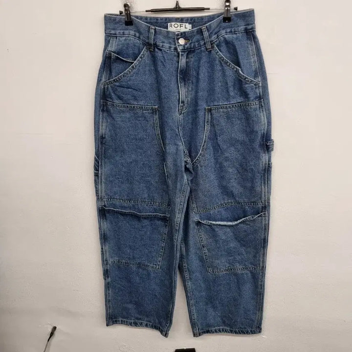 [BUNJANG] ROFL Double Knee Washed Cargo Denim Pants / [30 inch] ROFL 더블니 워싱 카고 데님 팬츠 청바지