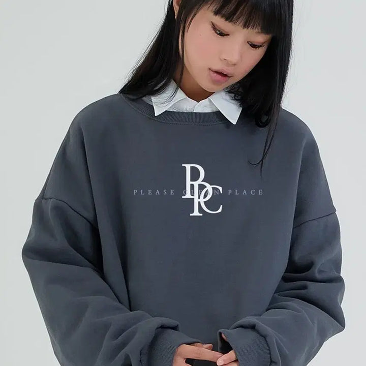 [BUNJANG] Acover Charcoal M Size Fleece Sweatshirt / 어커버 기모 맨투맨 차콜 M사이즈