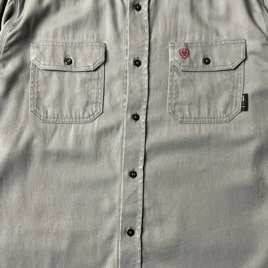 [BUNJANG] ARIAT Vintage Light Gray Cotton Work Shirt A00589 / ARIAT 빈티지 라이트 그레이 코튼 워크 셔츠 A00589