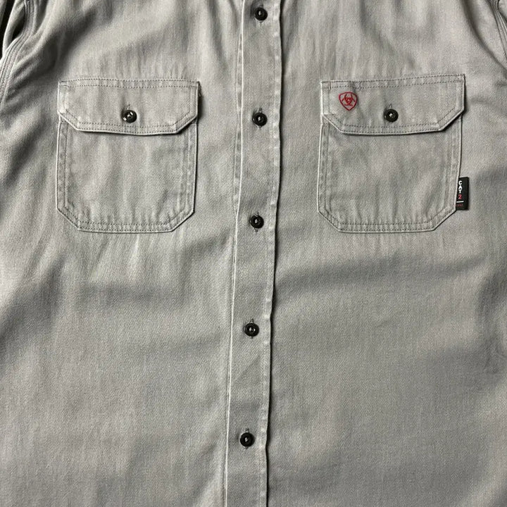 [BUNJANG] ARIAT Vintage Light Gray Cotton Work Shirt A00589 / ARIAT 빈티지 라이트 그레이 코튼 워크 셔츠 A00589