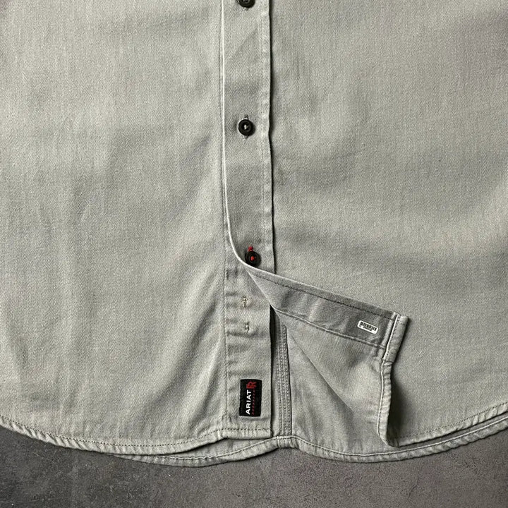 [BUNJANG] ARIAT Vintage Light Gray Cotton Work Shirt A00589 / ARIAT 빈티지 라이트 그레이 코튼 워크 셔츠 A00589
