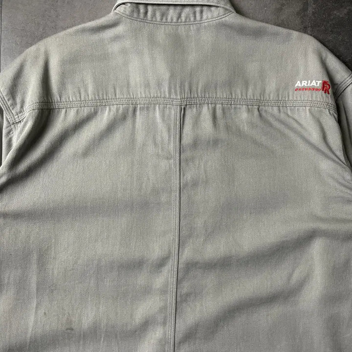 [BUNJANG] ARIAT Vintage Light Gray Cotton Work Shirt A00589 / ARIAT 빈티지 라이트 그레이 코튼 워크 셔츠 A00589