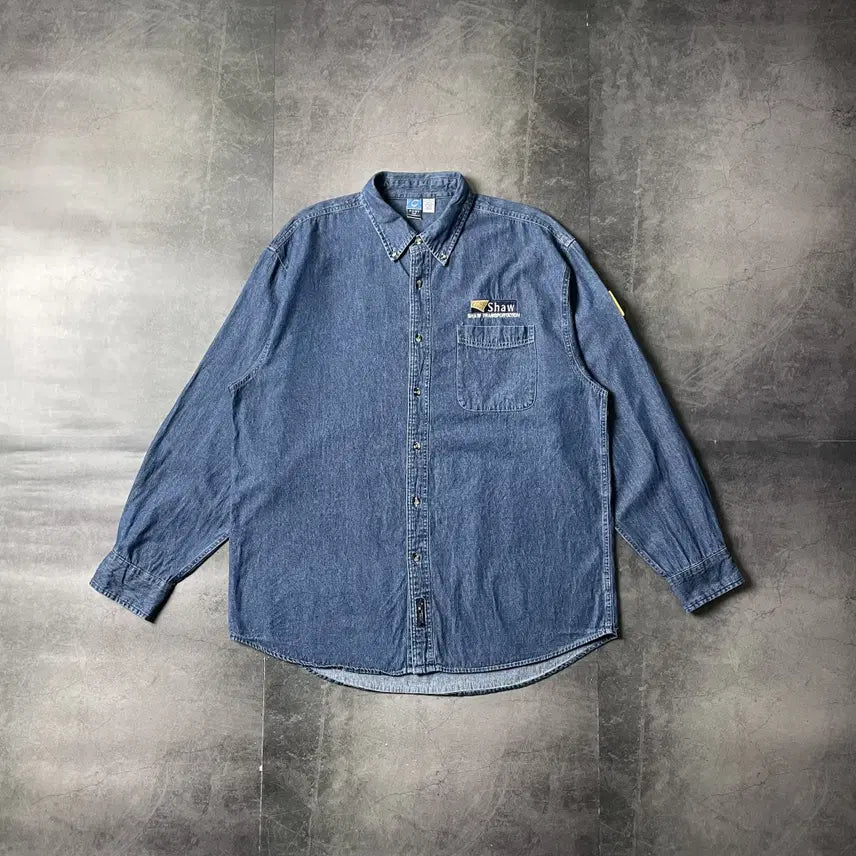 [BUNJANG] Port &amp; Company Vintage Cotton Denim Shirt / PORT&amp;COMPANY 빈티지 코튼 데님 셔츠 A00591