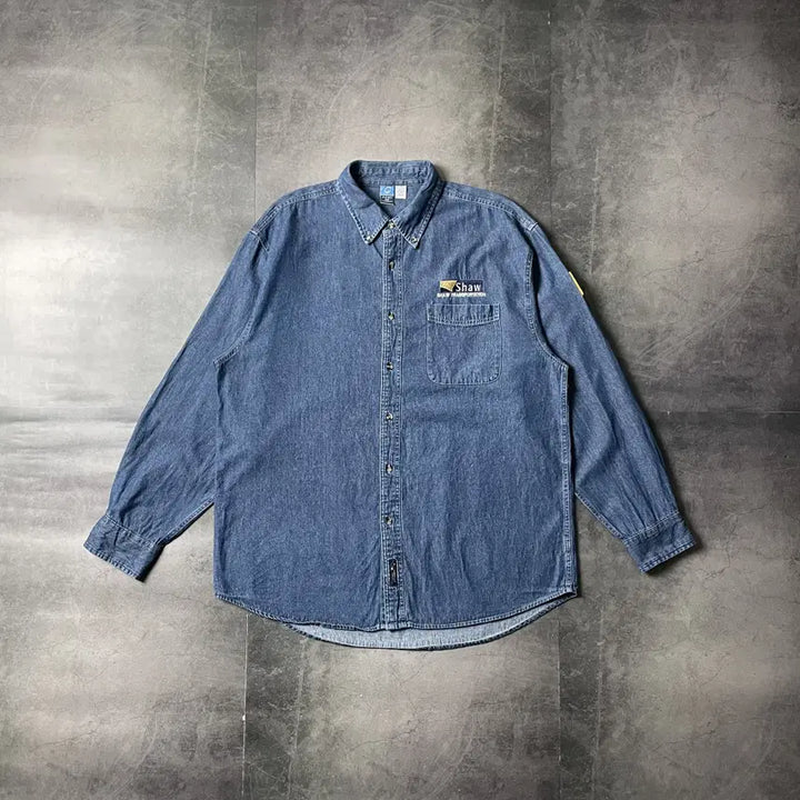 [BUNJANG] Port &amp; Company Vintage Cotton Denim Shirt / PORT&amp;COMPANY 빈티지 코튼 데님 셔츠 A00591