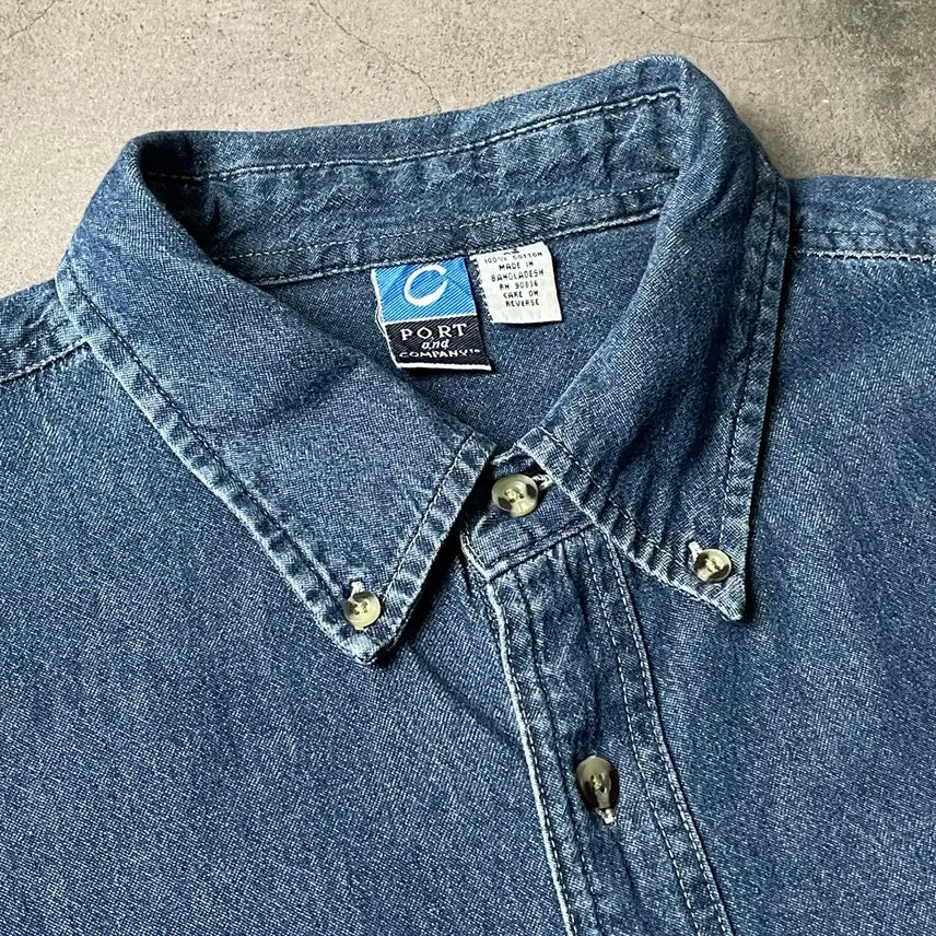 [BUNJANG] Port &amp; Company Vintage Cotton Denim Shirt / PORT&amp;COMPANY 빈티지 코튼 데님 셔츠 A00591