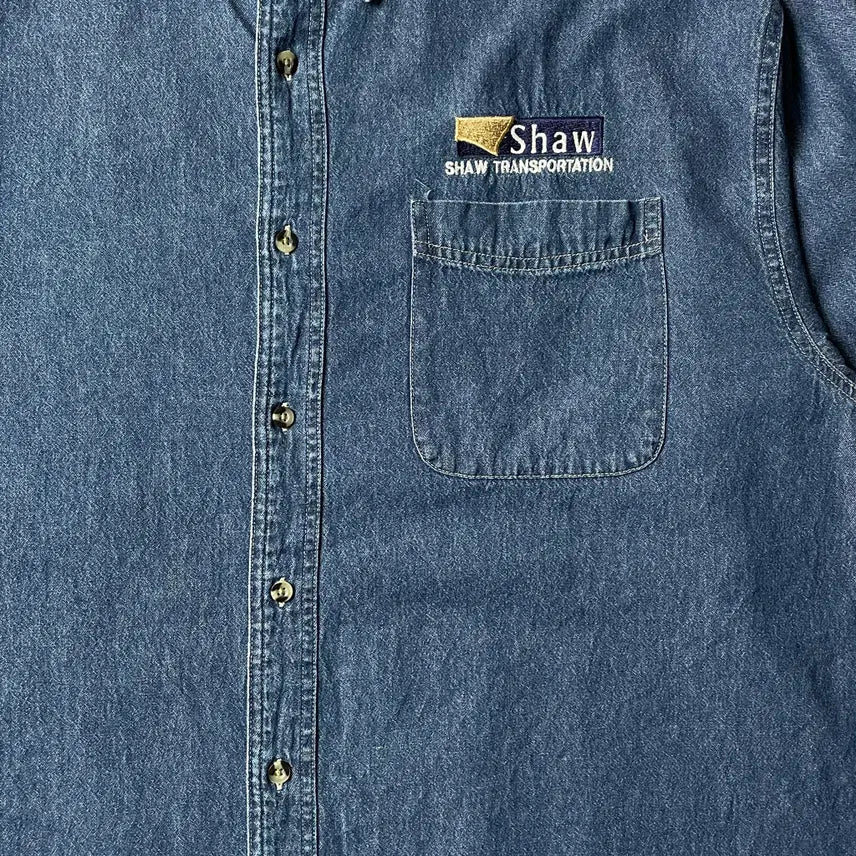 [BUNJANG] Port &amp; Company Vintage Cotton Denim Shirt / PORT&amp;COMPANY 빈티지 코튼 데님 셔츠 A00591