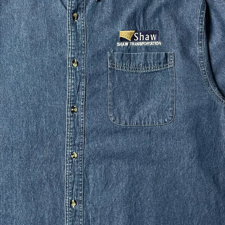 [BUNJANG] Port &amp; Company Vintage Cotton Denim Shirt / PORT&amp;COMPANY 빈티지 코튼 데님 셔츠 A00591