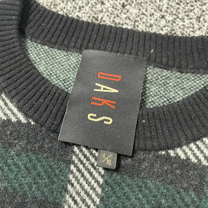 [BUNJANG] Daks Check Wool Knit Sweater / 빈티지9. 닥스 체크 울 니트 스웨터 그린 블랙 배색