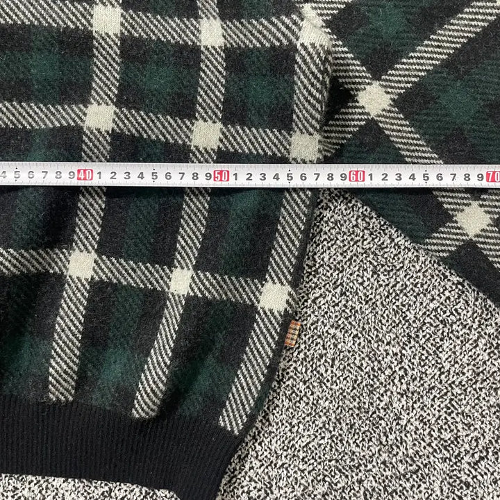 [BUNJANG] Daks Check Wool Knit Sweater / 빈티지9. 닥스 체크 울 니트 스웨터 그린 블랙 배색