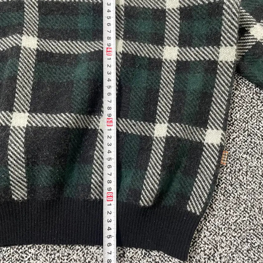 [BUNJANG] Daks Check Wool Knit Sweater / 빈티지9. 닥스 체크 울 니트 스웨터 그린 블랙 배색