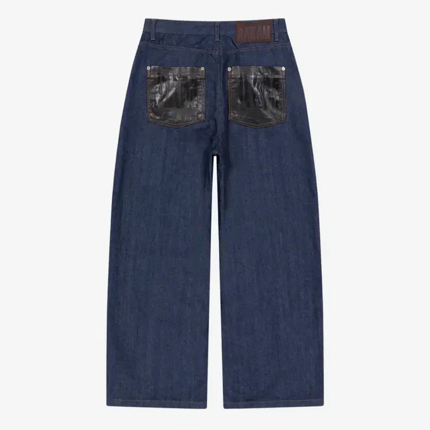 [BUNJANG] A.KAM Leather Patch Denim Pants Blue Size 1 / 아캄 레더 패치 데님 팬츠 블루 1사이즈