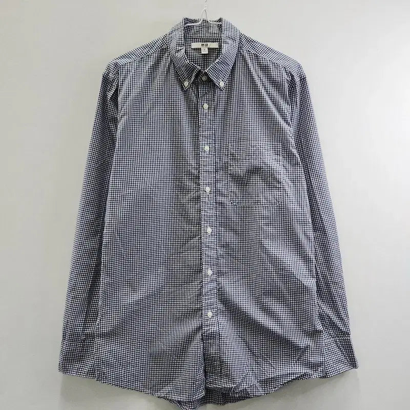 [BUNJANG] UNIQLO Vintage Basic Check Regular Shirt M / UNIQLO 유니클로 빈티지 베이직 잔체크 레귤러 셔츠 M