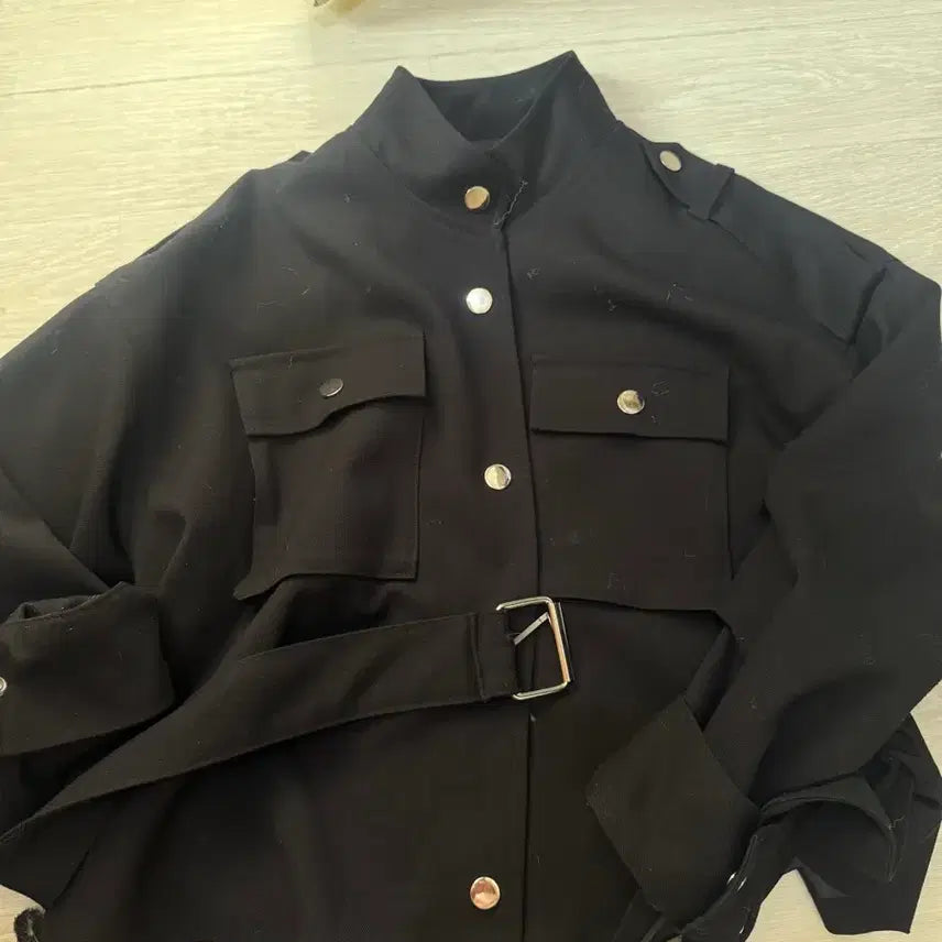 [BUNJANG] Loose Fit Big Pocket Buckle Belt Short Field Jacket / 루즈핏 빅포켓 버클벨트 숏 야상자켓