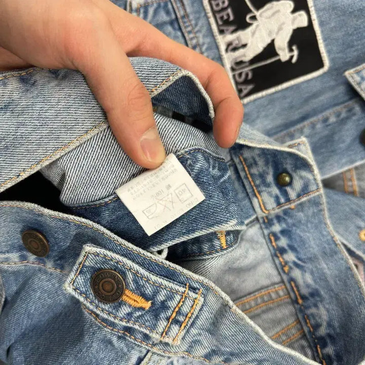 [BUNJANG] Edwin Japan Orange Tab Denim Jacket / 에드윈 재팬 트러커 오렌지탭 청자켓 데님자켓 100 95 A07387
