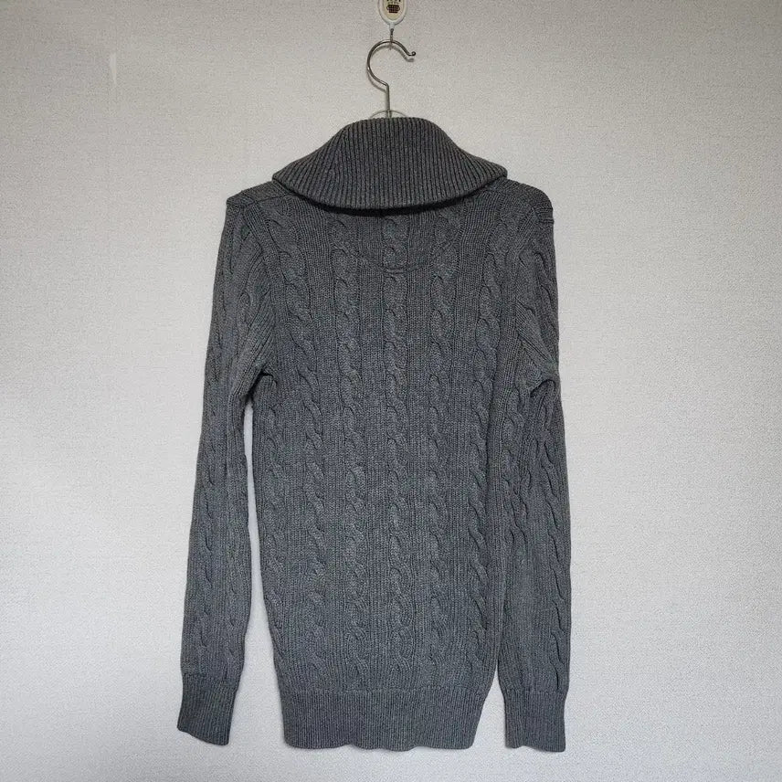 [BUNJANG] Polo Jeans 90s Cable Knit Shawl Patch Cardigan / 90s폴로 진스 케이블 꽈베기 숄 패치 가디건 S