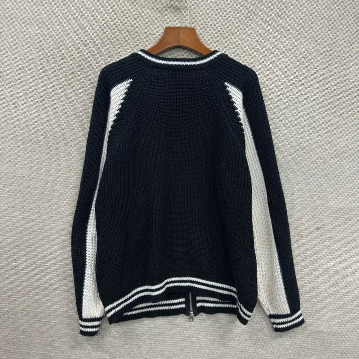 [BUNJANG] Vintage Oreo Knit Zip-Up Cardigan / 빈티지 오레오 니트 집업 가디건 100 M13542