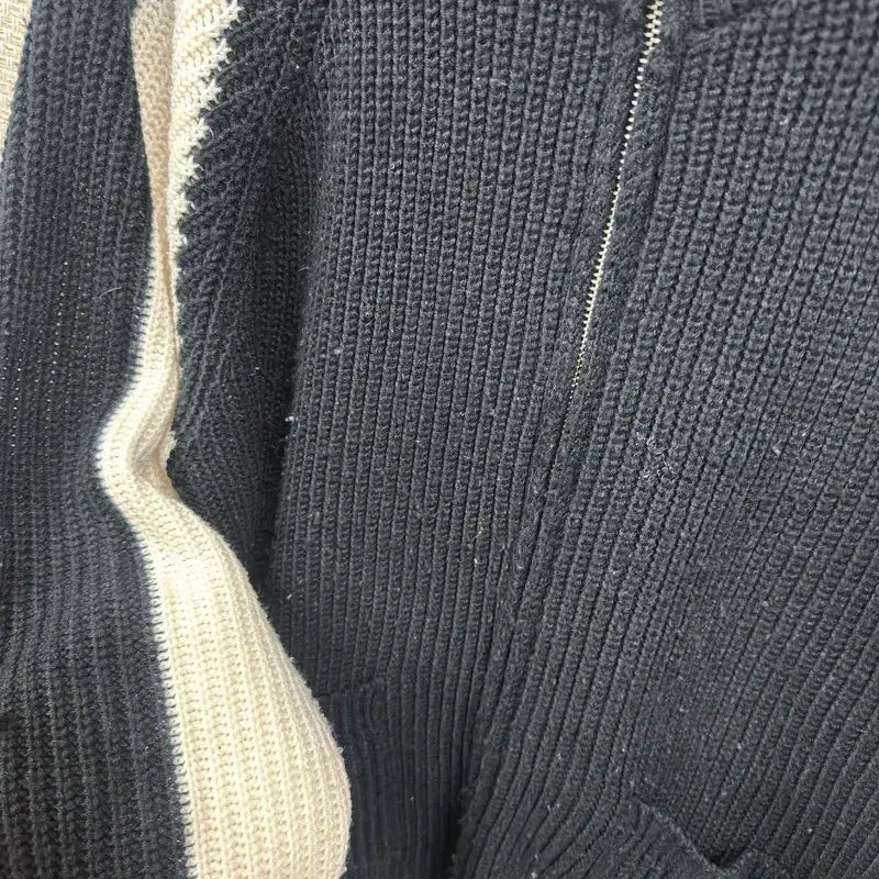 [BUNJANG] Vintage Oreo Knit Zip-Up Cardigan / 빈티지 오레오 니트 집업 가디건 100 M13542