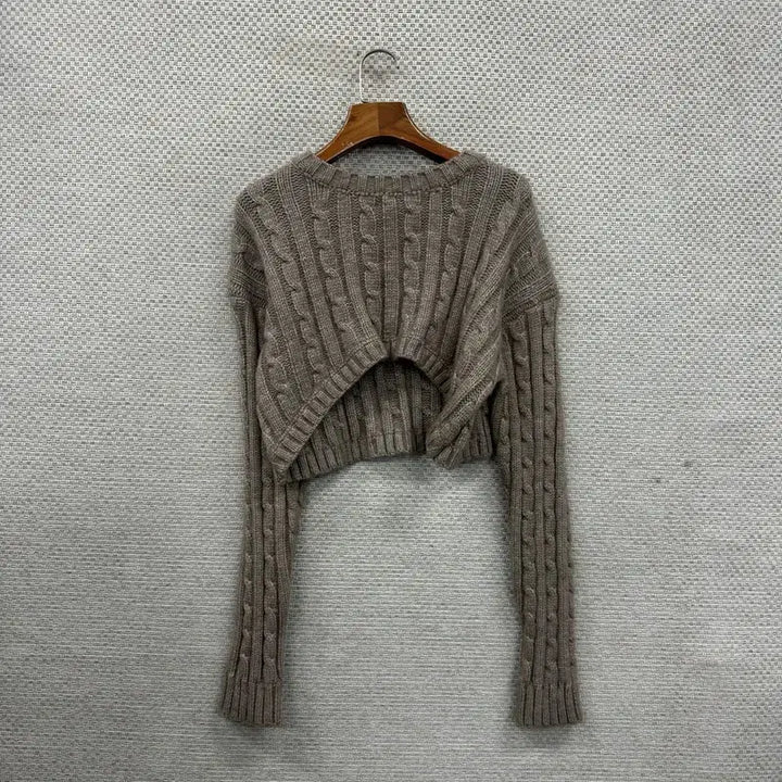 [BUNJANG] Vintage Cropped Cable Knit Sweater / 빈티지 크롭 꽈배기 니트 95 M13543
