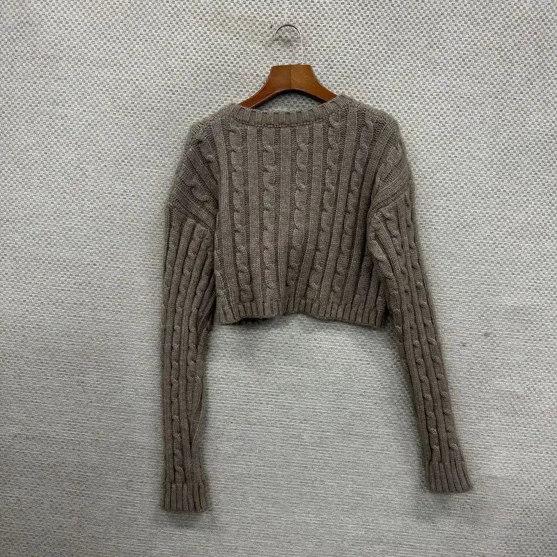 [BUNJANG] Vintage Cropped Cable Knit Sweater / 빈티지 크롭 꽈배기 니트 95 M13543
