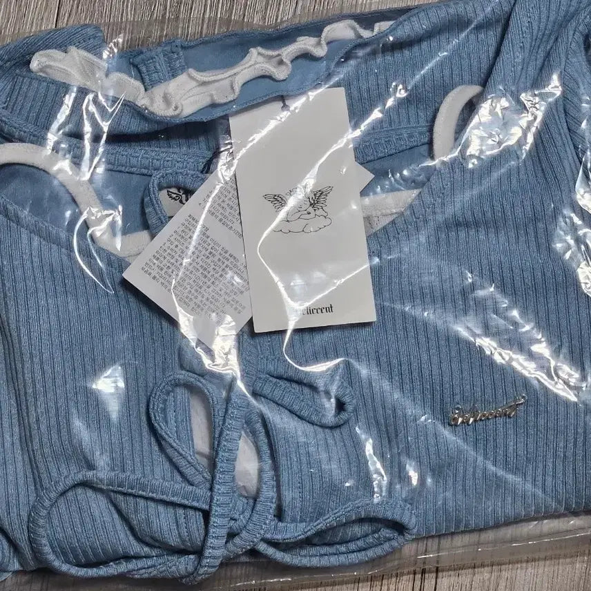 [BUNJANG] Delipercent Tutu String Sleeveless Cardigan Set, Sky Blue / 새상품) 델리피센트 투투 스트링 나시가디건 세트 스카이블루 하늘색