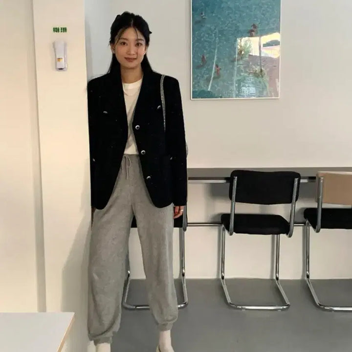 [BUNJANG] H.Mode Tweed Jacket - Black / 에이치모드 트위드 자켓_블랙