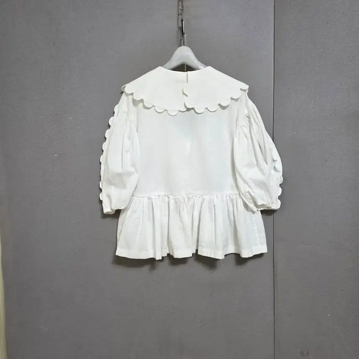 [BUNJANG] White V-Neck Wrap Blouse / 브이넥 큰카라 화이트 랩블라우스 F  n3267