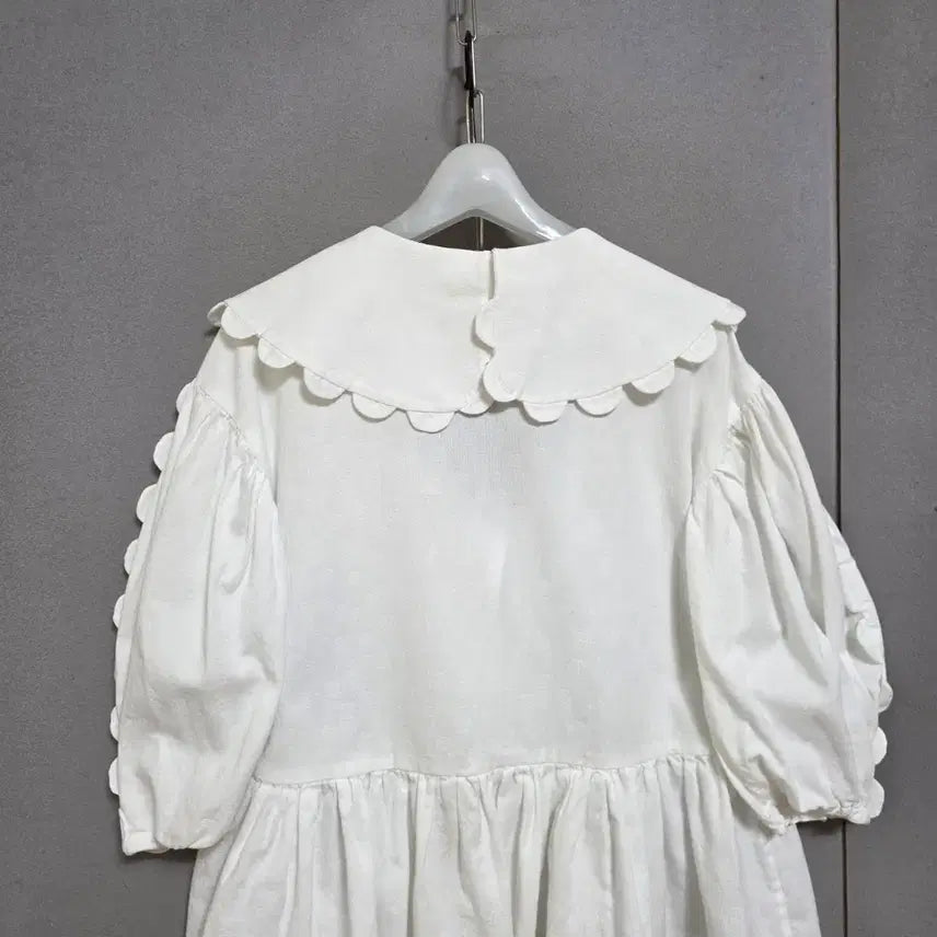 [BUNJANG] White V-Neck Wrap Blouse / 브이넥 큰카라 화이트 랩블라우스 F  n3267