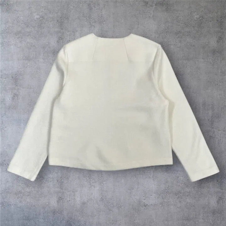[BUNJANG] COS Ivory Boiled Wool Sweatshirt / 코스 COS 아이보리 버튼 디테일 보일드 울 스웨트 셔츠 S