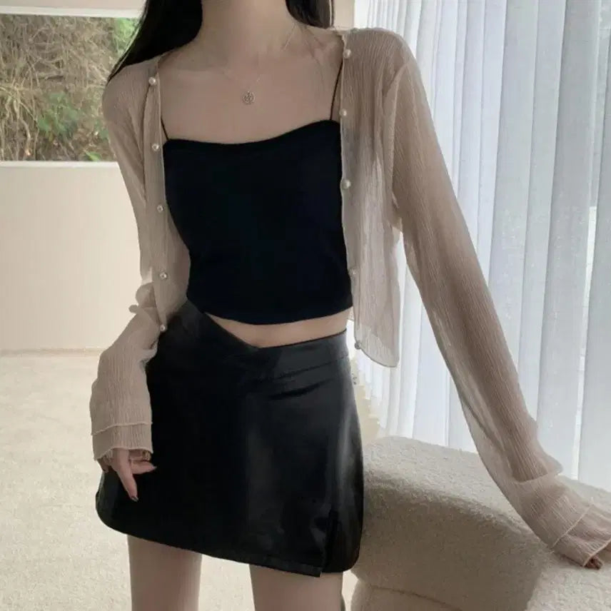 [SOLD OUT] 블랙 레더 스커트