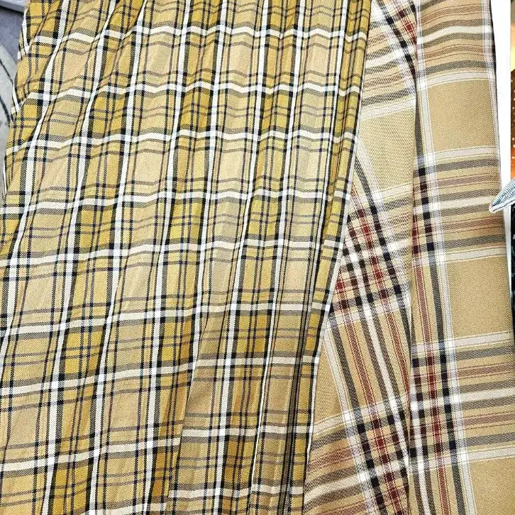 [BUNJANG] Check Pleated Asymmetrical Skirt / 체크 플리츠 언발 밴딩스커트(66~)