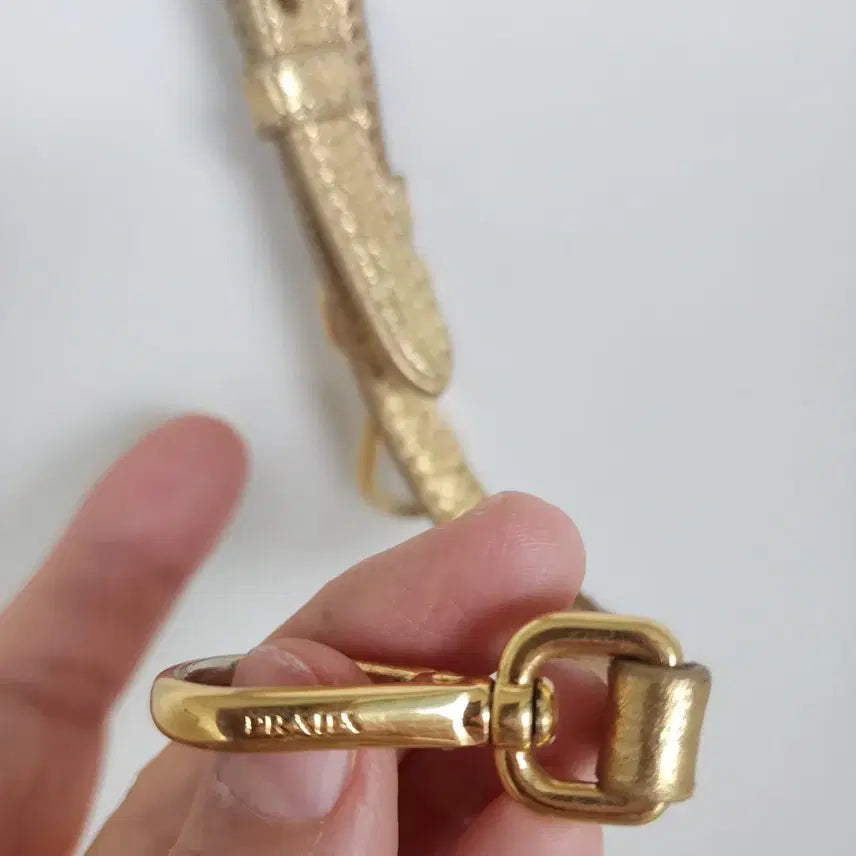 [BUNJANG] Prada Gold Leather Strap for Bag / 프라다정품, 금장 가죽스트랩, 가방용