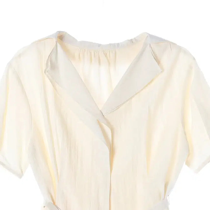 [BUNJANG] Angelo Bianco 25SS V-Neck Linen Short-Sleeve Blouse / 안젤로 비안코 25SS 브이넥 벨트 린넨 반팔 블라우스