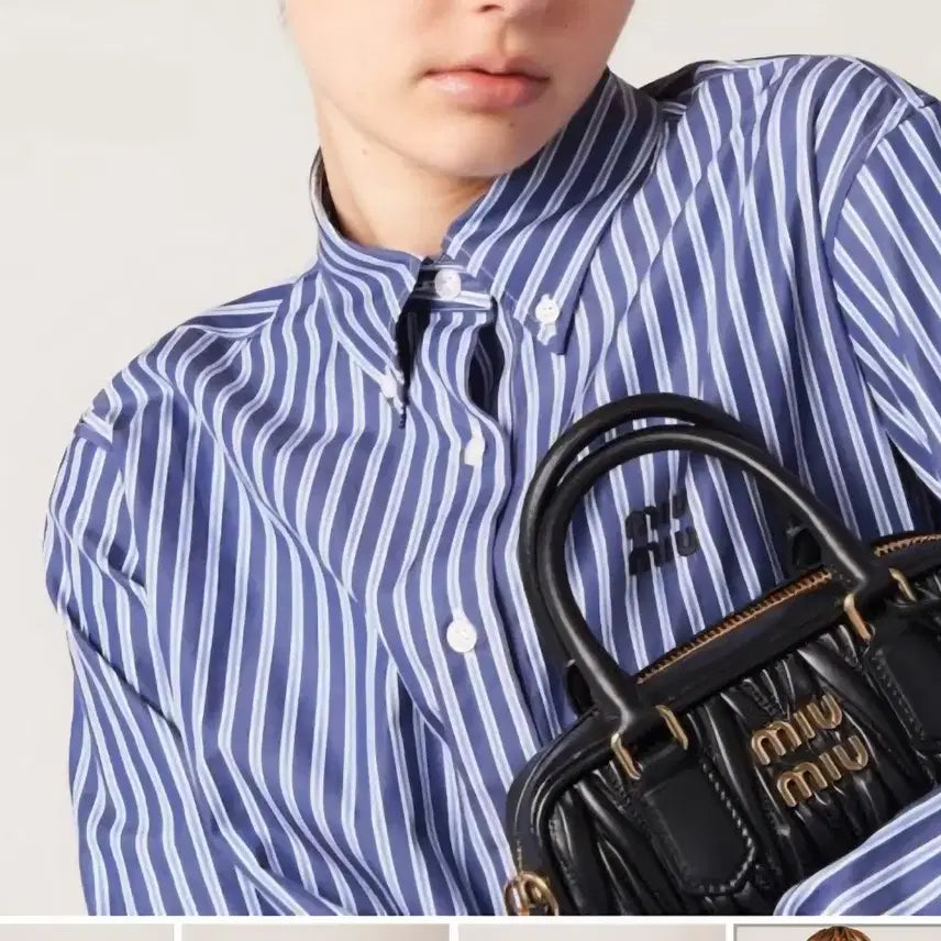 [BUNJANG] Miu Miu Striped Crop Shirt / 미우미우스트라이프  크롭셔츠
