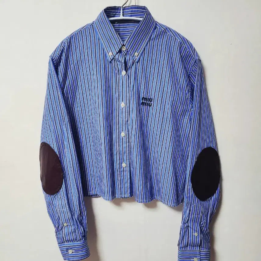 [BUNJANG] Miu Miu Striped Crop Shirt / 미우미우스트라이프  크롭셔츠