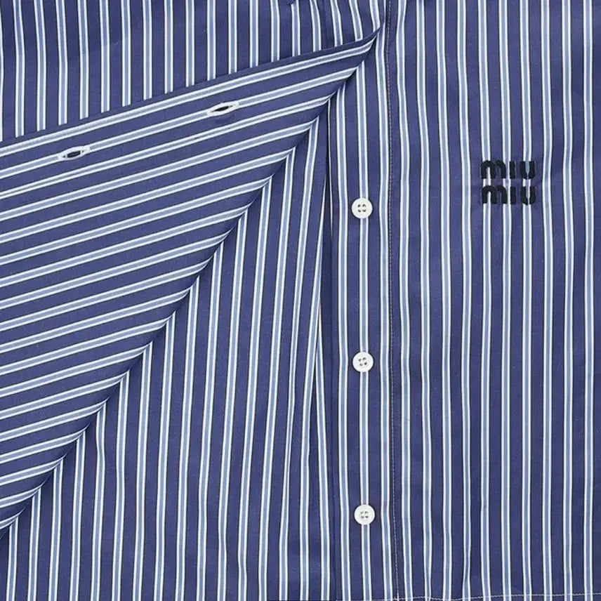 [BUNJANG] Miu Miu Striped Crop Shirt / 미우미우스트라이프  크롭셔츠