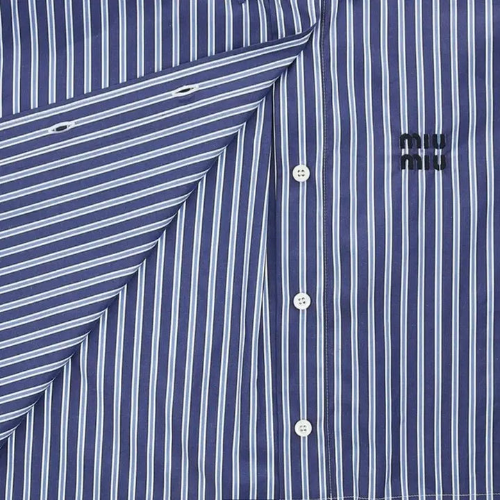 [BUNJANG] Miu Miu Striped Crop Shirt / 미우미우스트라이프  크롭셔츠