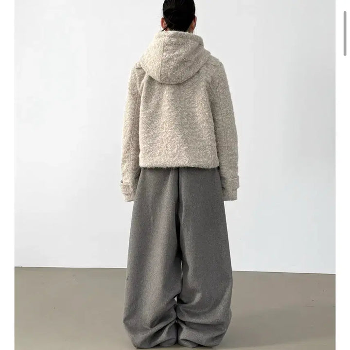 [BUNJANG] Local Mansion Boucle Crop Duffle Coat &amp; Wide Pants Set / (코디세트) 로컬맨션 부클크롭더플코트 떡볶이코트 와이드팬츠 미니백벨트