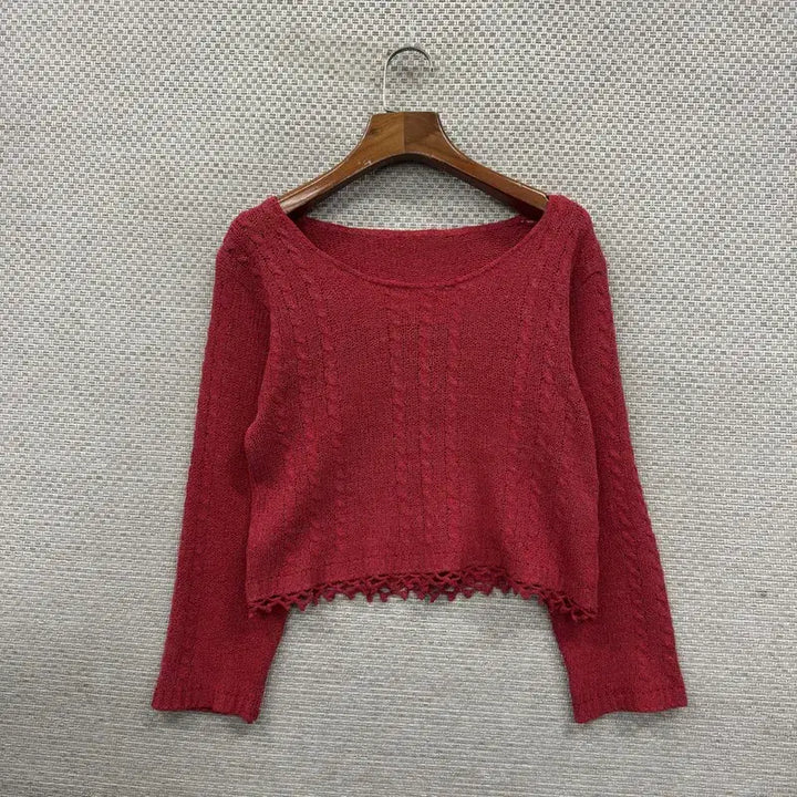 [BUNJANG] Vintage Ethnic Crop Knit Top / 빈티지 엔틱 에스닉 크롭 니트 85 M13546