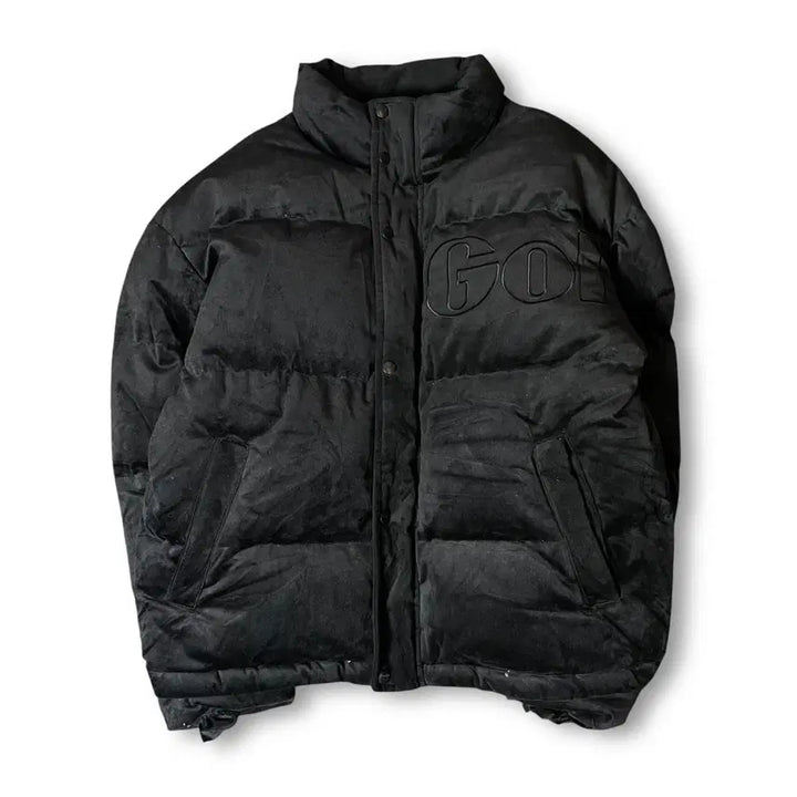 [BUNJANG] Gola Black Suede Big Logo Padded Jacket M / 골라 블랙 스웨이드 빅로고 패딩 M