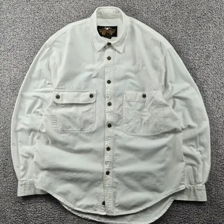 [BUNJANG] Harley-Davidson Bar &amp; Shield Pocket White Shirt (S) / 할리데이비슨 바앤실드 포켓 화이트 셔츠 ( S ) / 11494